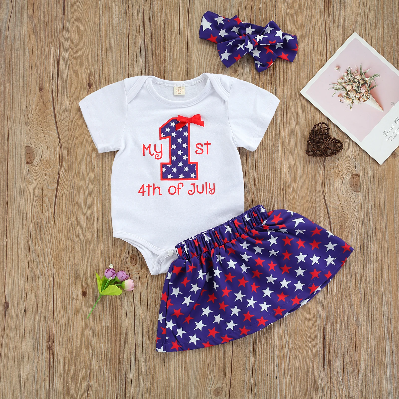Summer Infant Baby Girl Clothes Set My First 4th of July Outfits, Short Sleeve Letter Print Romper + Star Skirt + Headband Set
Summer Infant Baby Girl Clothes Set My First 4th of July Outfits, Short Sleeve Letter Print Romper + Star Skirt + Headband Set