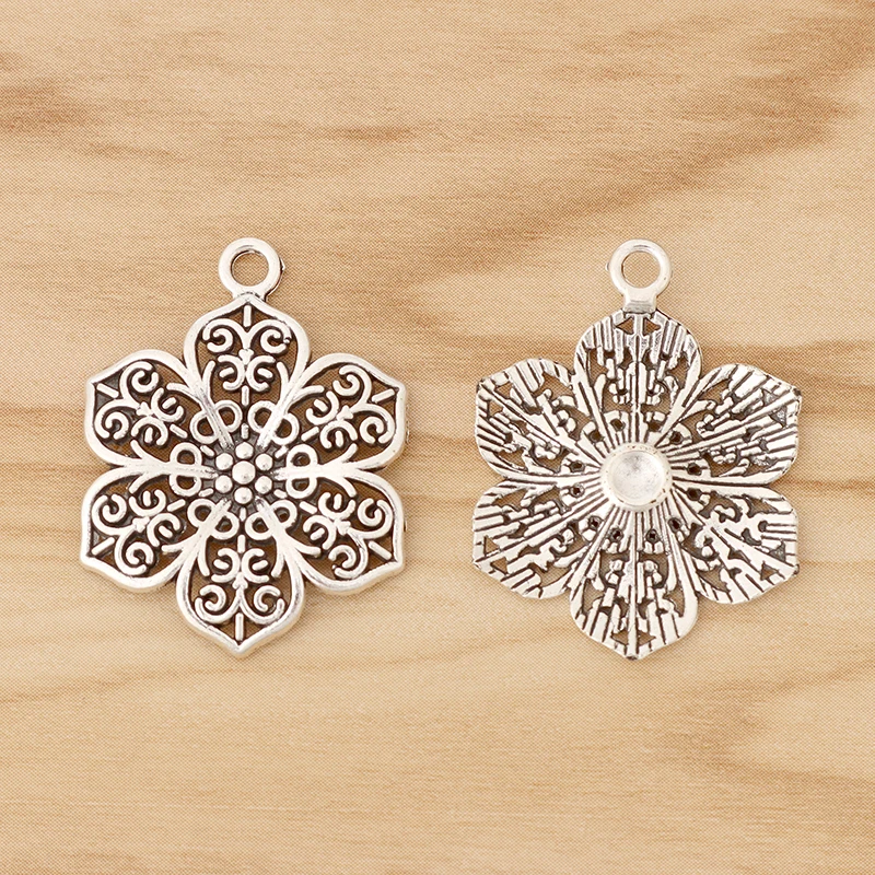 20 Pieces Tibetan Silver Filigree Flower Charms Pendants for Necklace Bracelet Earring Jewellery Making Accessories 31x24mm 
20 Pieces Tibetan Silver Filigree Flower Charms Pendants for Necklace Bracelet Earring Jewellery Making Accessories 31x24mm