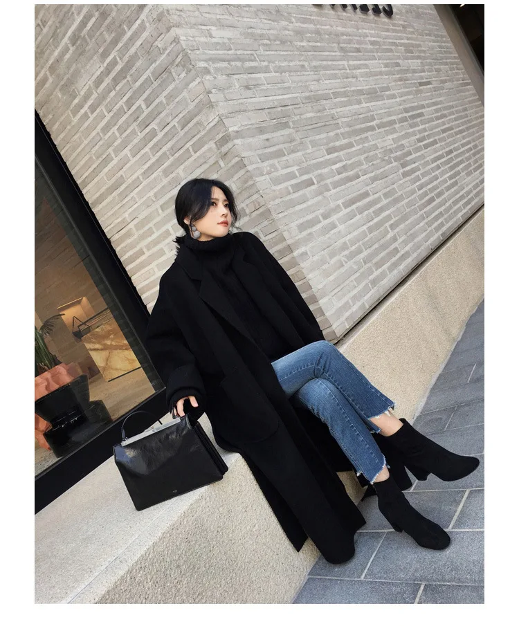 Women's Winter Black Double-Sided Cashmere Wool Overcoat Women's Mid-Length High-End Autumn and Winter Hepburn Style Woolen Coat
Women's Winter Black Double-Sided Cashmere Wool Overcoat Women's Mid-Length High-End Autumn and Winter Hepburn Style Woolen Coat