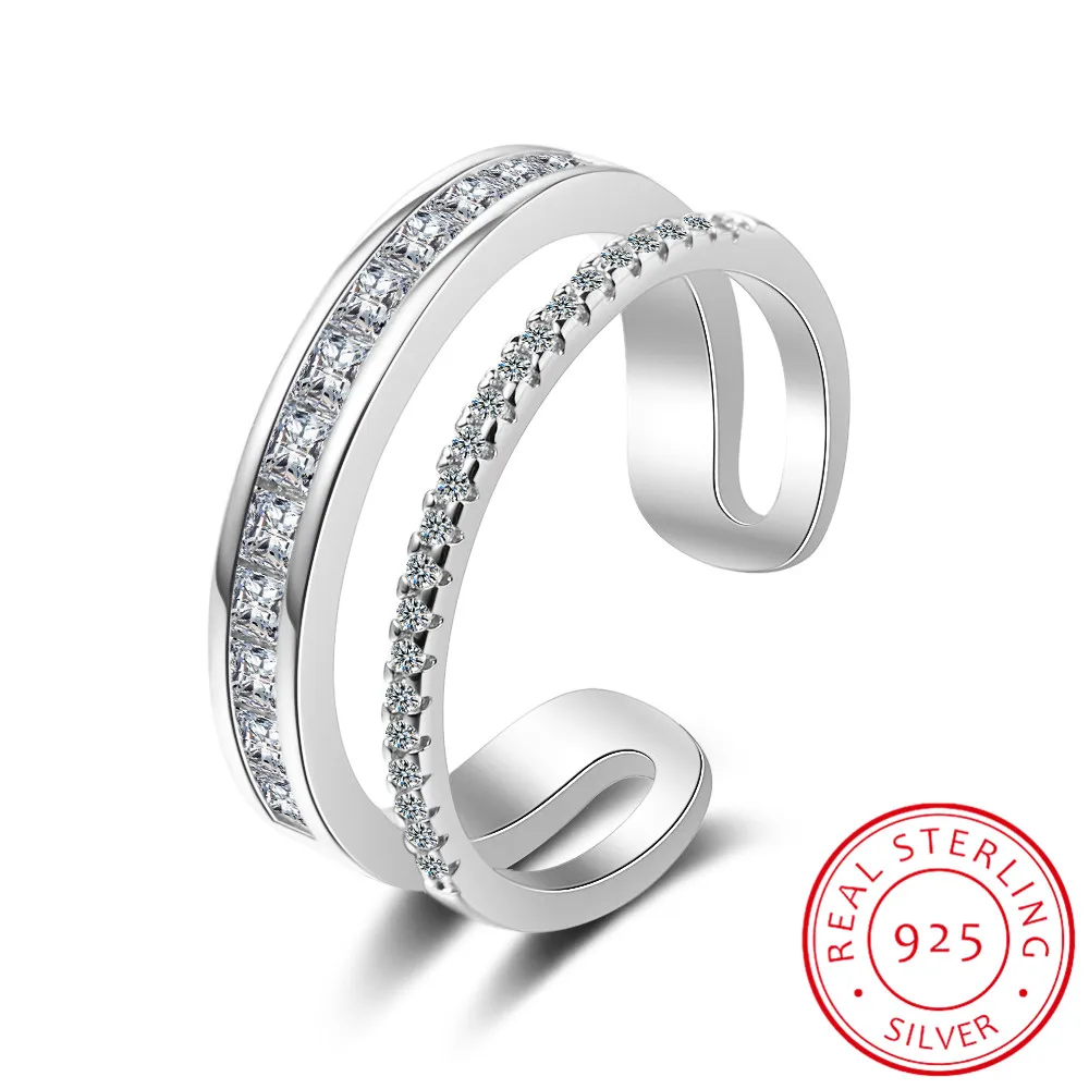 Delicate Double Layer Cubic Zirconia Finger Ring 925 Sterling Silver Open Size Ring For Women Party Jewelry Wholesale S-R782
Delicate Double Layer Cubic Zirconia Finger Ring 925 Sterling Silver Open Size Ring For Women Party Jewelry Wholesale S-R782