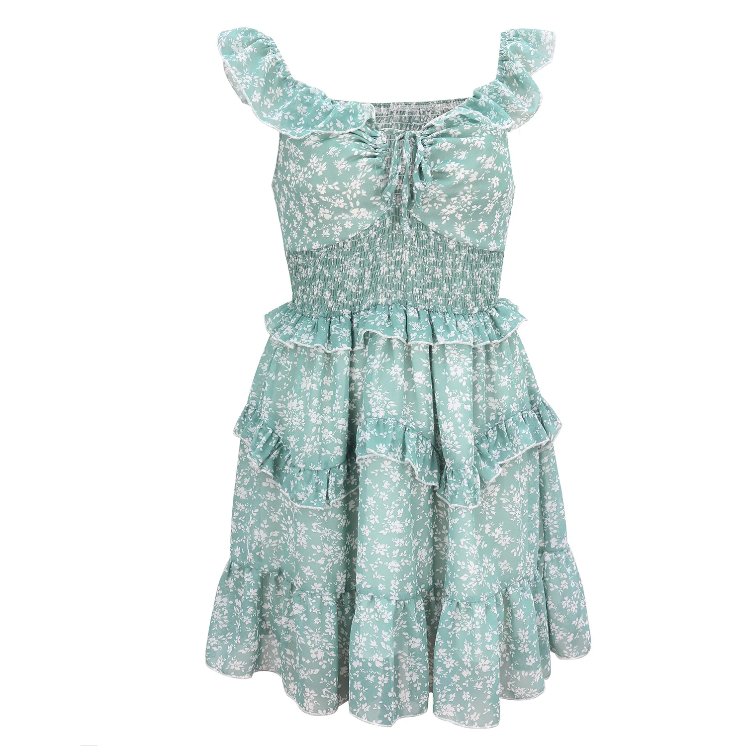 Sexy V-Neck Sleeveless Spaghetti Strap Backless Dress Summer Women Casual Floral Print Cascading Ruffle A-Line Black Mini Dress 
Sexy V-Neck Sleeveless Spaghetti Strap Backless Dress Summer Women Casual Floral Print Cascading Ruffle A-Line Black Mini Dress