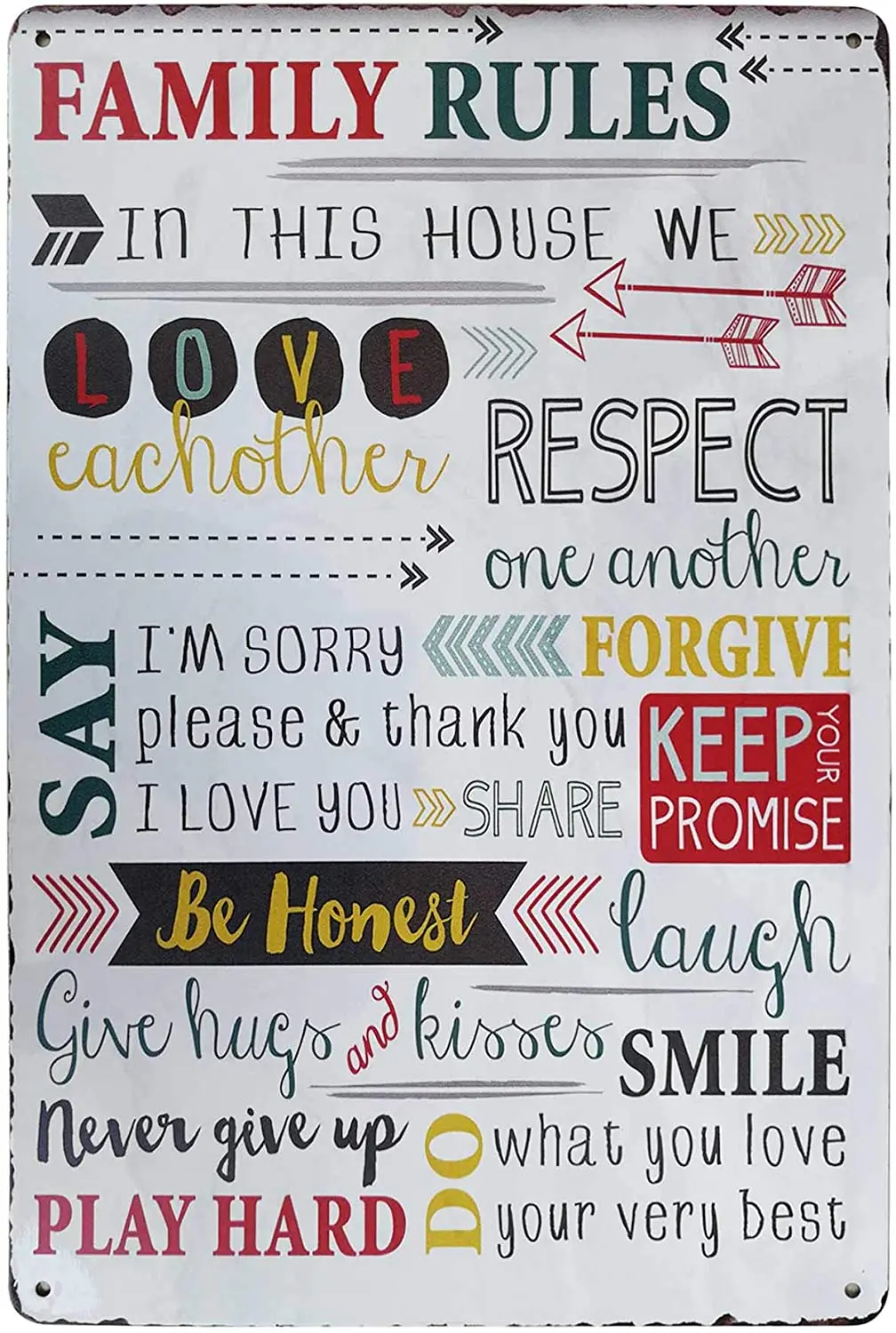 PXIYOU Colorful Family Rules Vintage Metal Sign Decorative Wall Plaque Country Home Decor for Living Room
PXIYOU Colorful Family Rules Vintage Metal Sign Decorative Wall Plaque Country Home Decor for Living Room