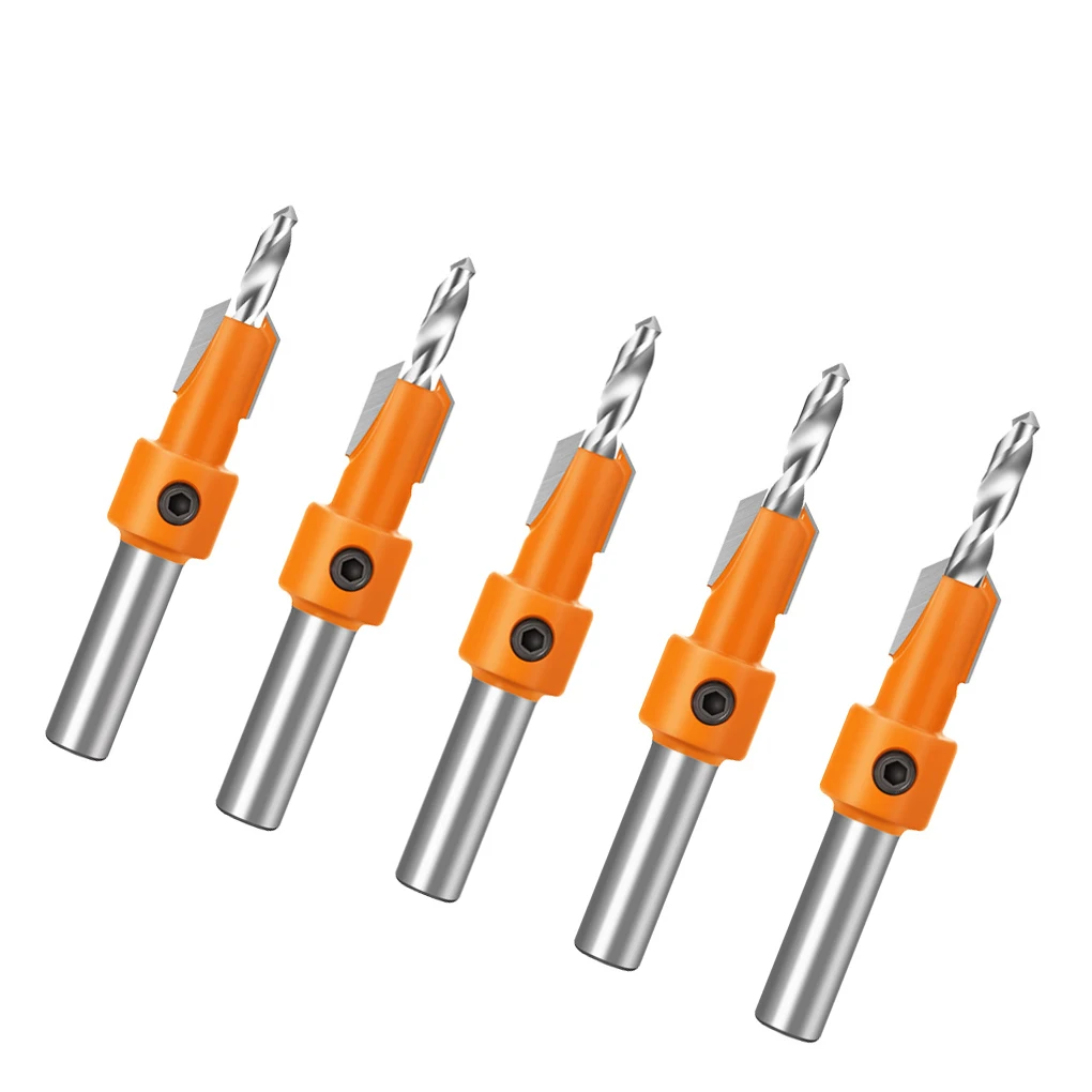 5pcs Countersink Router Bit Set Woodworking Screw Extractor Step Drill Metal Taper Hole Drill for Wood 8mm
5pcs Countersink Router Bit Set Woodworking Screw Extractor Step Drill Metal Taper Hole Drill for Wood 8mm