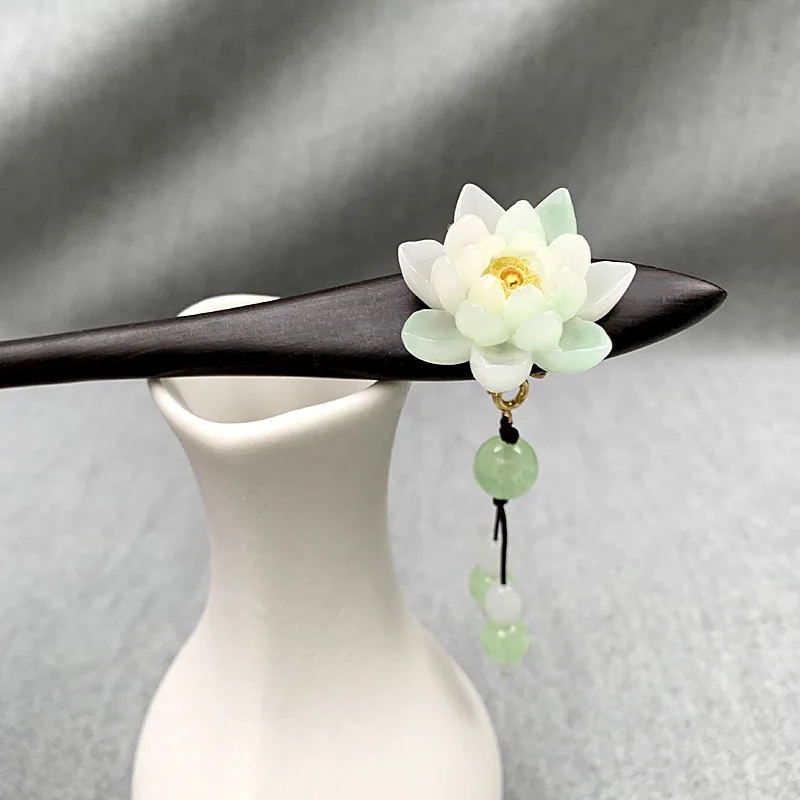 Retro Chinese Ethnic Lotus Flower Ebony Wooden Hair Stick Costume Tassel Hairpins Antique Hair Stick Wedding Hair Accessories 
Retro Chinese Ethnic Lotus Flower Ebony Wooden Hair Stick Costume Tassel Hairpins Antique Hair Stick Wedding Hair Accessories