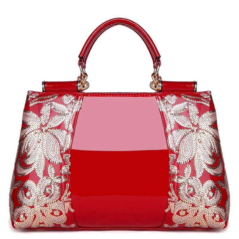 Fashion Top-Handle Messenger Bag Ladies Black Tote Real Patent Leather Women Shoulder Bags Flower Embroidery Clutches Bolsos Sac
Fashion Top-Handle Messenger Bag Ladies Black Tote Real Patent Leather Women Shoulder Bags Flower Embroidery Clutches Bolsos Sac