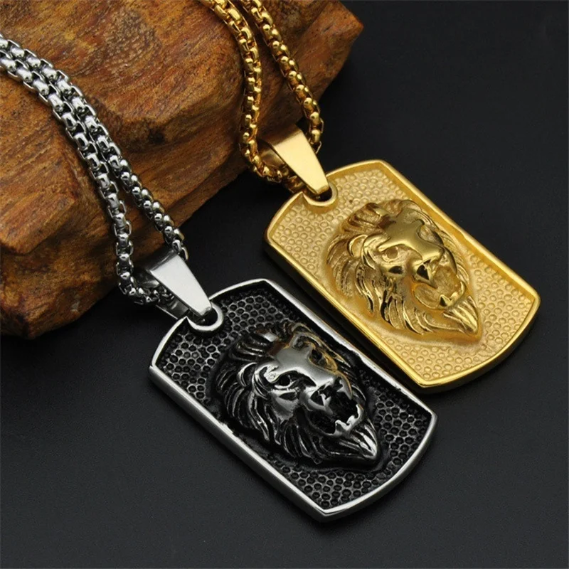 Classic Men Pendant Lion Head Dog Tag Chain Necklace Stainless Steel Fashion Rectangle Pendant Party Gift Sweater Chain
Classic Men Pendant Lion Head Dog Tag Chain Necklace Stainless Steel Fashion Rectangle Pendant Party Gift Sweater Chain