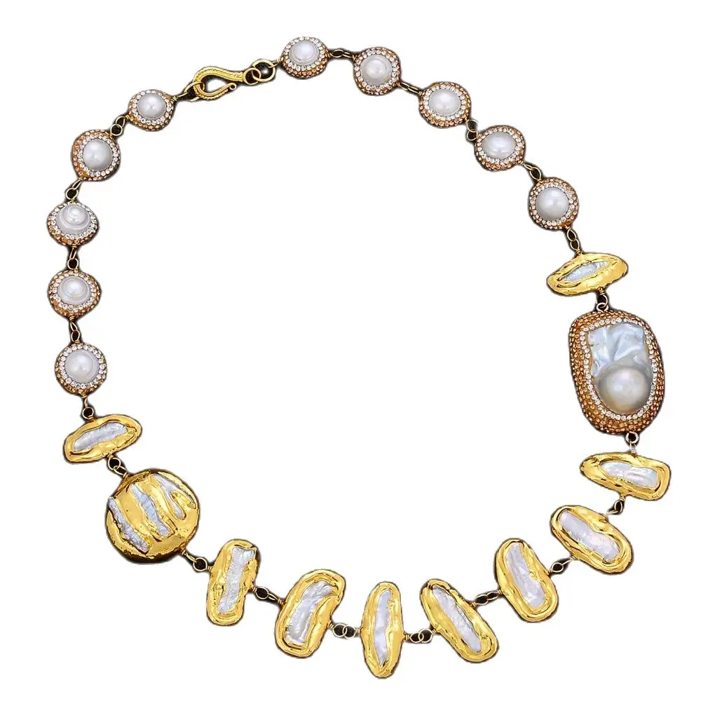 GG Jewelry 20" Freshwater White Keshi Biwa Pearl Yellow Golden Plated Necklace
GG Jewelry 20" Freshwater White Keshi Biwa Pearl Yellow Golden Plated Necklace