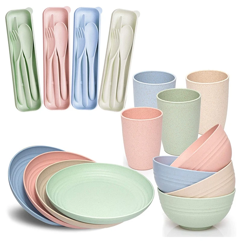 Wheat Straw Dinner Set - (28Pcs) Lightweight & Unbreakable Dinner Set -Reusable Plates, Cups, Bowls and Cutlery
Wheat Straw Dinner Set - (28Pcs) Lightweight & Unbreakable Dinner Set -Reusable Plates, Cups, Bowls and Cutlery