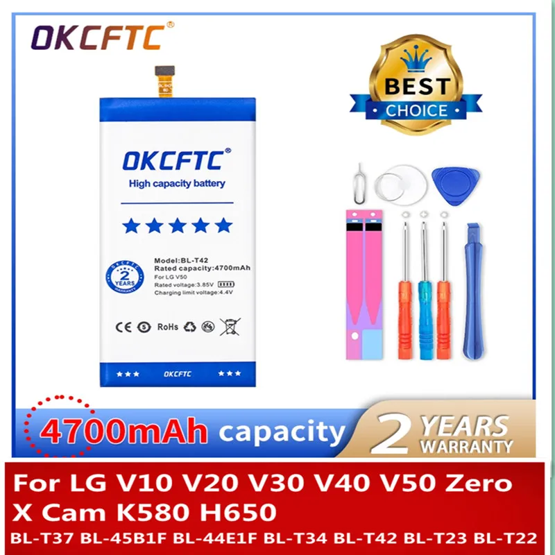 High Capacity BL-T37 BL-45B1F BL-44E1F BL-T34 BL-T42 BL-T23 BL-T22 Battery for LG V10 V20 V30 V40 V50 Zero ThinQ X Cam Battera
High Capacity BL-T37 BL-45B1F BL-44E1F BL-T34 BL-T42 BL-T23 BL-T22 Battery for LG V10 V20 V30 V40 V50 Zero ThinQ X Cam Battera