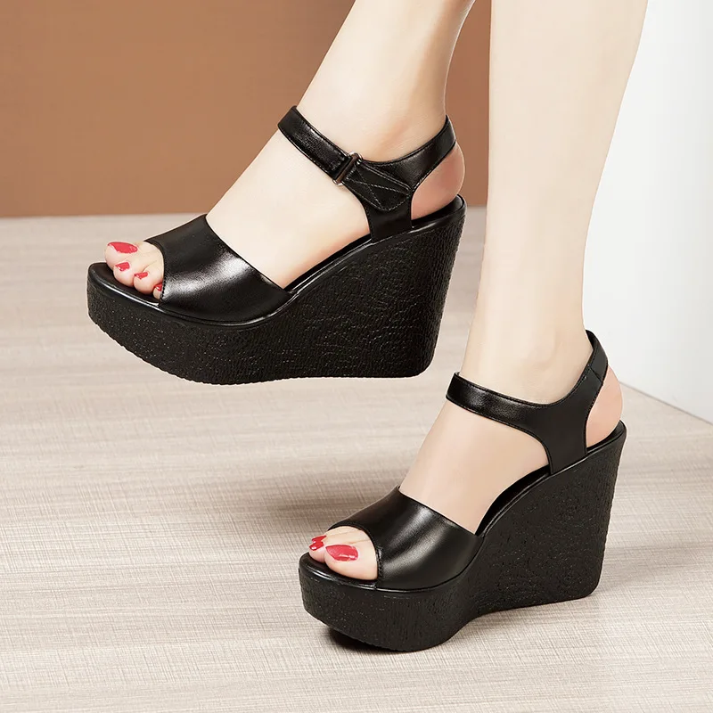 Cowhide Wedges Sandals Summer Women's Genuine Leather Shoes Platform Sandals Ladies High Heel Shoes Women Casual Flats 32-43
Cowhide Wedges Sandals Summer Women's Genuine Leather Shoes Platform Sandals Ladies High Heel Shoes Women Casual Flats 32-43