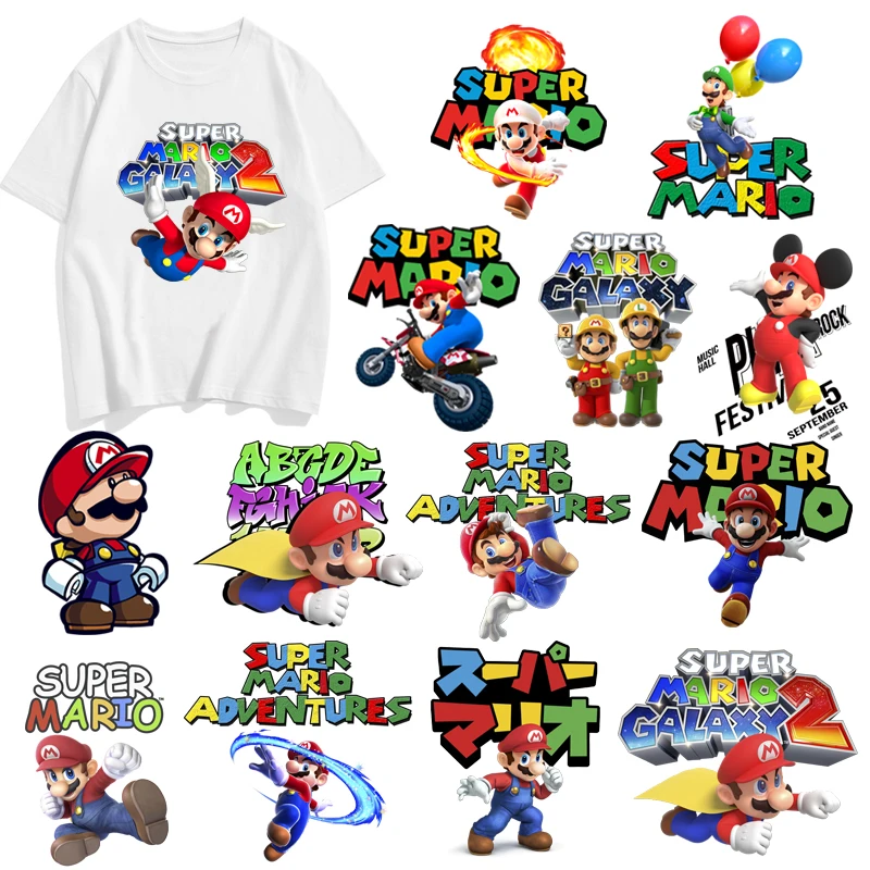 Super Mario Patches for Clothing Heat Transfer Stickers T-Shirt Iron on Clothes Boys Girls Kawaii Custom | Игрушки и хобби