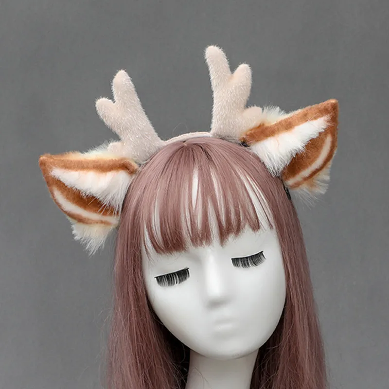 Anime Lolita Plush Deer Ears Antlers Headdress Cosplay Hand-made Animal Ears Headband Christmas Costume Accessories
Anime Lolita Plush Deer Ears Antlers Headdress Cosplay Hand-made Animal Ears Headband Christmas Costume Accessories