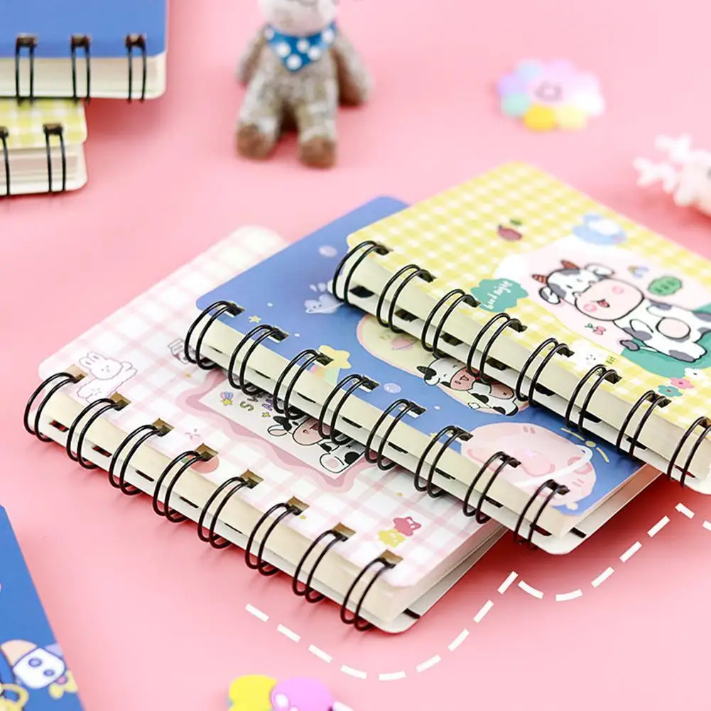 

80 Sheets Cartoon Animal Pocket Notebook Rollover Coil Cow Cute Mini Supplies Kawaii Stationey Notepad Portable Notebook T3y6