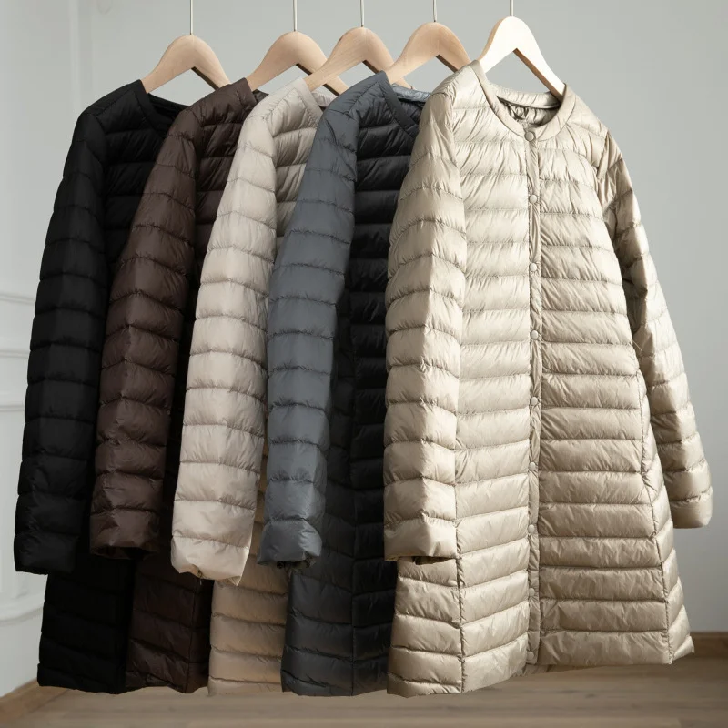 Women's Light Down Jacket Autumn Winter Long Large Size Round Neck Snap Button Long Sleeve Jacket Warm Coat Lady Soft Outerwear
Women's Light Down Jacket Autumn Winter Long Large Size Round Neck Snap Button Long Sleeve Jacket Warm Coat Lady Soft Outerwear