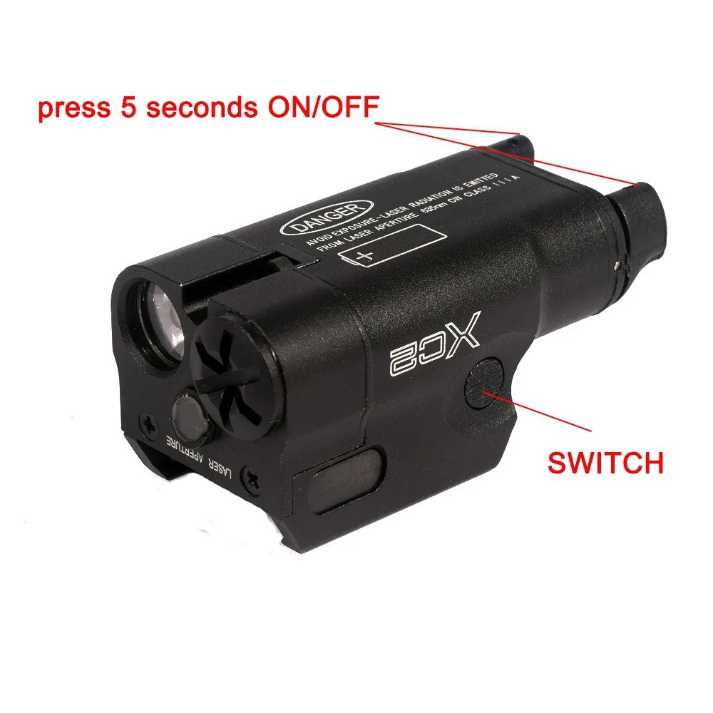 

Тактический лазерный компактный фонарик XC2, комбинированный красный точечный Лазер для страйкбола, охоты, Мини светодиодный белый фонарь ...