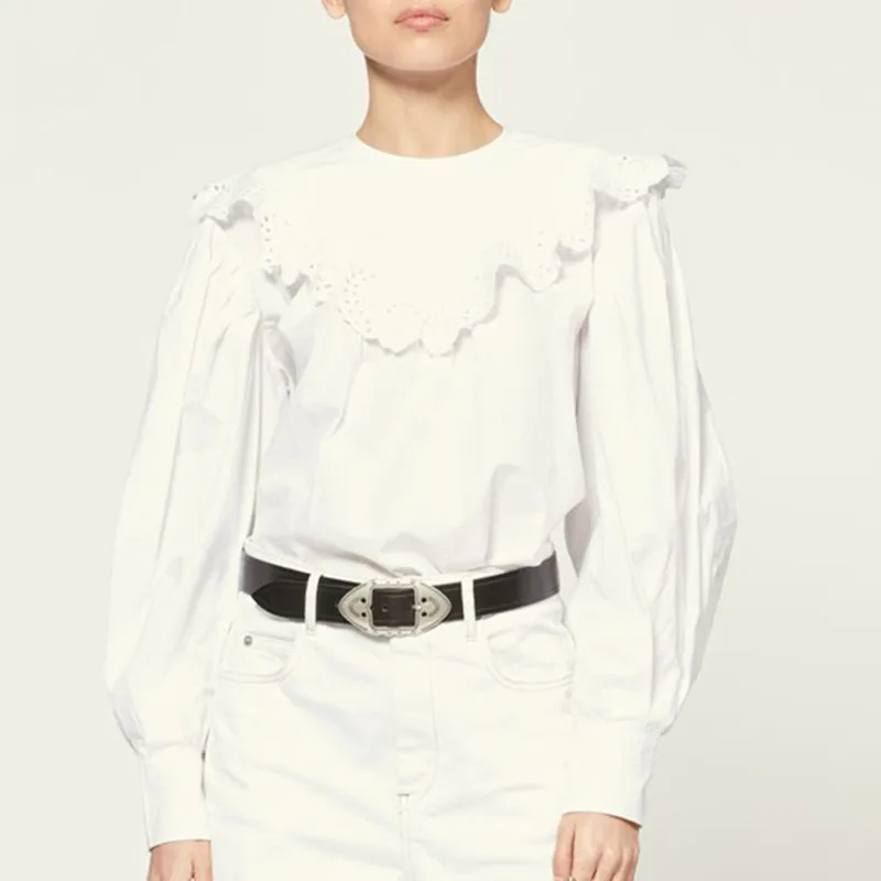 Women Embroidery Hollow Out Blouse Lady Fashion Ruffles Trim Office Wear Shirt Puff Sleeve O-Neck Shirts and Tops
Women Embroidery Hollow Out Blouse Lady Fashion Ruffles Trim Office Wear Shirt Puff Sleeve O-Neck Shirts and Tops