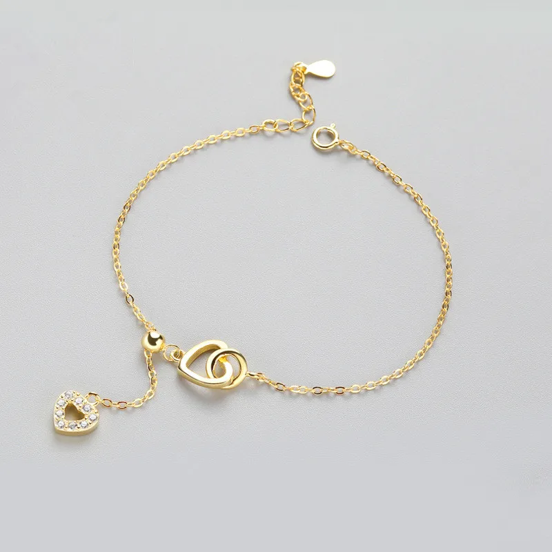 Real 925 Sterling Silver Zircon Cute Heart Pendant Bracelet Romantic Fine Jewelry Gold Color For Women Wedding Party Gift
Real 925 Sterling Silver Zircon Cute Heart Pendant Bracelet Romantic Fine Jewelry Gold Color For Women Wedding Party Gift