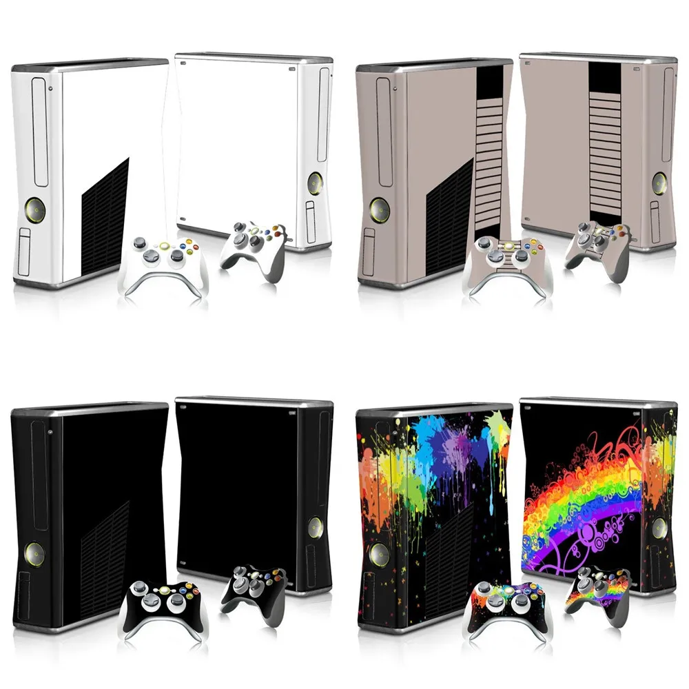 Skin Sticker Protector for Microsoft Xbox 360 Slim and 2 Controller Skins Stickers video games | Электроника