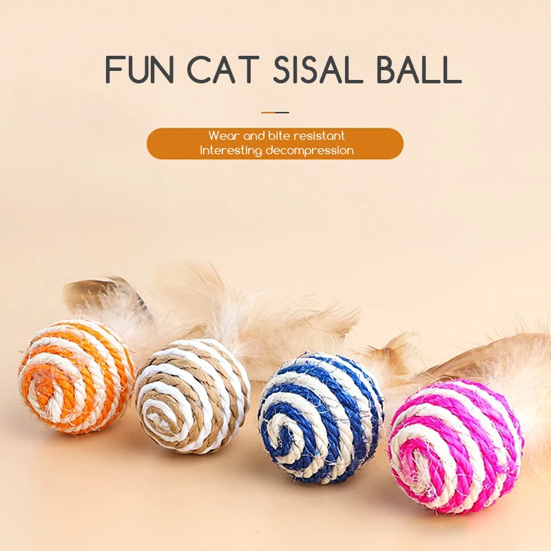 1pc Funny Cat Toy Feather Sisal Ball Molar Teeth Cleaning Interactive Toy Cat Accessories Pet Supplies Chew Toys
1pc Funny Cat Toy Feather Sisal Ball Molar Teeth Cleaning Interactive Toy Cat Accessories Pet Supplies Chew Toys