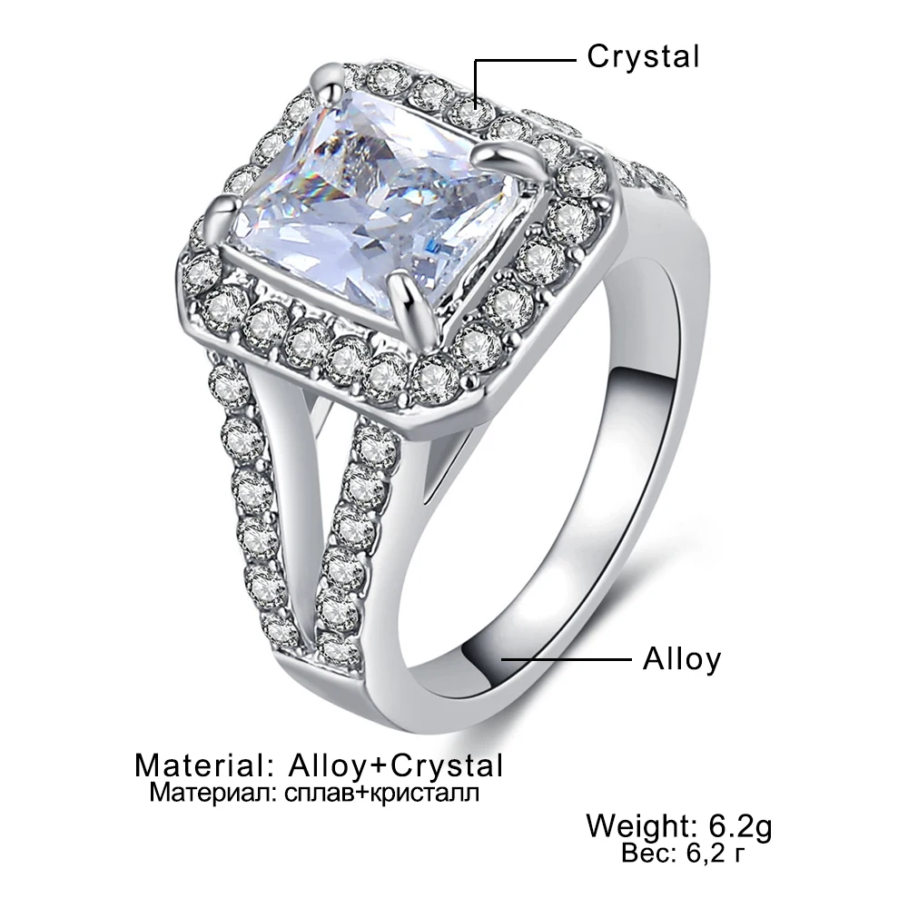 Silver Color Crystal Zircon Stone Finger Ring For Women Ladies Wedding Party Engagement Band Accessories
Silver Color Crystal Zircon Stone Finger Ring For Women Ladies Wedding Party Engagement Band Accessories