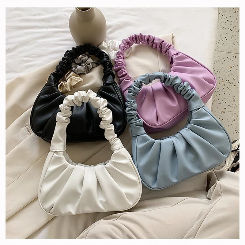 Folded Pu Leather Soft Pleated Small Shoulder Cloud Bags Women Female Solid Color Underarm Bag Daily
Folded Pu Leather Soft Pleated Small Shoulder Cloud Bags Women Female Solid Color Underarm Bag Daily