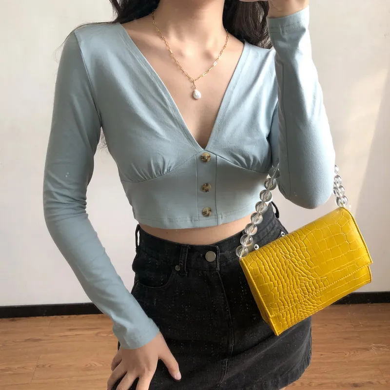 Instagram Sexy Slim V-neck Long Sleeve Bottomed Shirt Women's Short Open Navel T-shirt
Instagram Sexy Slim V-neck Long Sleeve Bottomed Shirt Women's Short Open Navel T-shirt