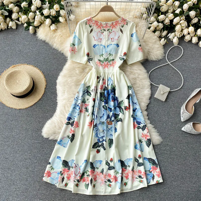 Summer Style Fashion Runway Short Sleeve Printing Floral Midi Dresses for Women 2021 New Female Cothing Office Party Robe Femme
Summer Style Fashion Runway Short Sleeve Printing Floral Midi Dresses for Women 2021 New Female Cothing Office Party Robe Femme