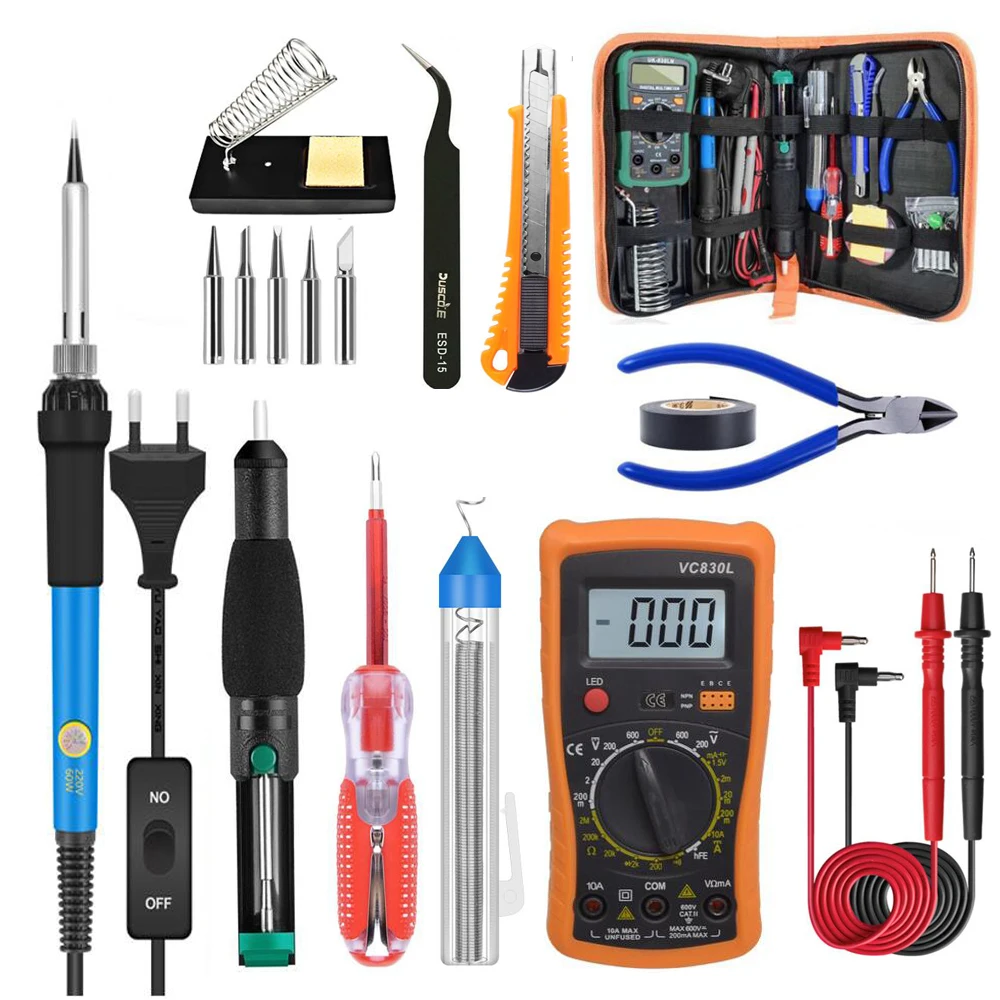 60W Adjustable Temperature Electric Soldering Iron Kit 80W 220V 110V Welding Solder Rework Station Heat Pencil Repair Tools Set
60W Adjustable Temperature Electric Soldering Iron Kit 80W 220V 110V Welding Solder Rework Station Heat Pencil Repair Tools Set
