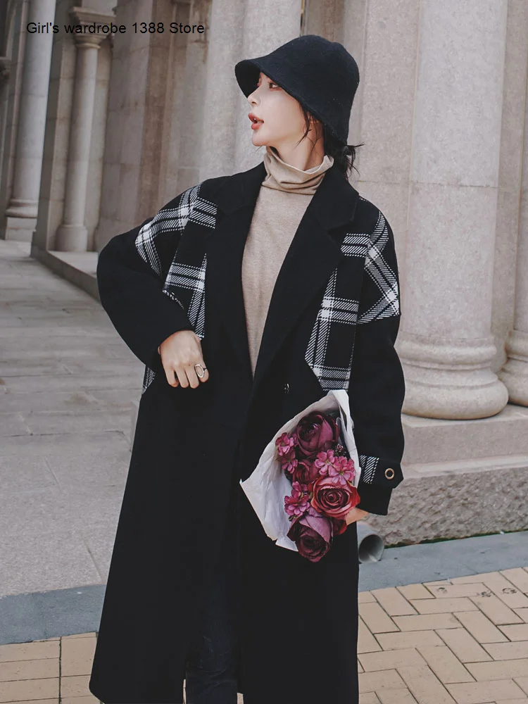 Woolen coat women's middle and long style Korean version loose autumn winter 2020 new versatile Plaid splicing temperament
Woolen coat women's middle and long style Korean version loose autumn winter 2020 new versatile Plaid splicing temperament
