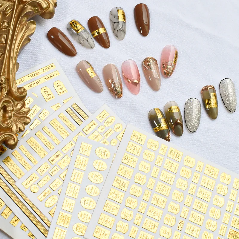 New Gold Bronzing 3D Laser Nail Sticker English Alphabet Metalic Paste Beauty Nail Art Decorations Letter Adhesive Nails Decals
New Gold Bronzing 3D Laser Nail Sticker English Alphabet Metalic Paste Beauty Nail Art Decorations Letter Adhesive Nails Decals