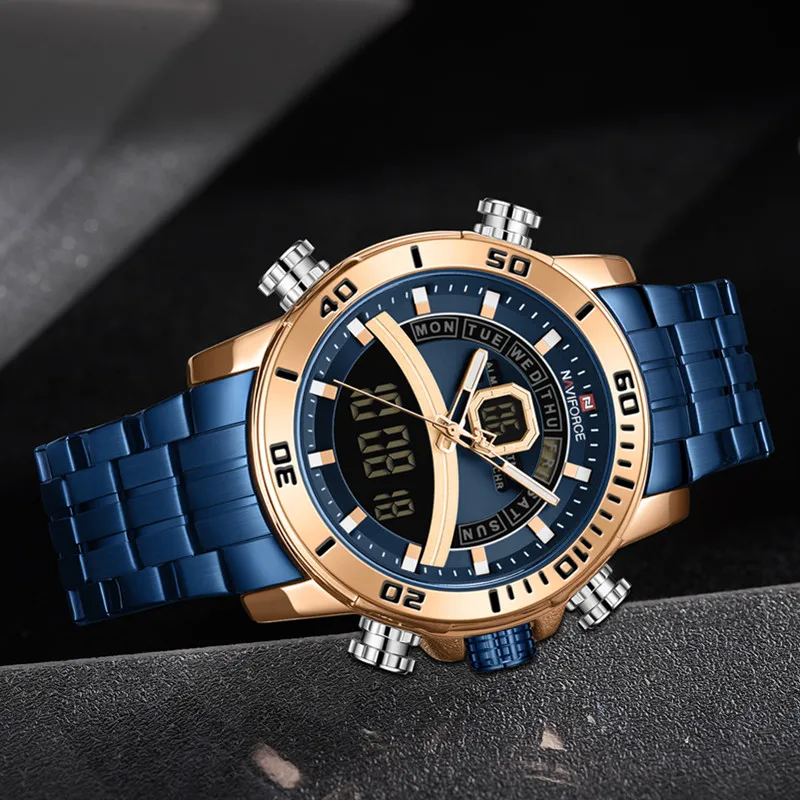 Люксовый бренд NAVIFORCE мужские спортивные часы военный цифровой хронограф