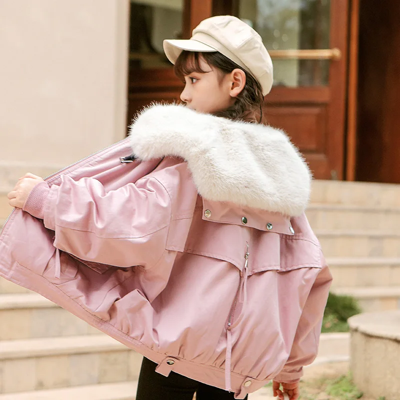 New Style Girls' Parka Fur Collar Cotton Jacket Winter Warm Female Big Girl Fleece Thicken Coat for Kids Clothing Overcoat
New Style Girls' Parka Fur Collar Cotton Jacket Winter Warm Female Big Girl Fleece Thicken Coat for Kids Clothing Overcoat