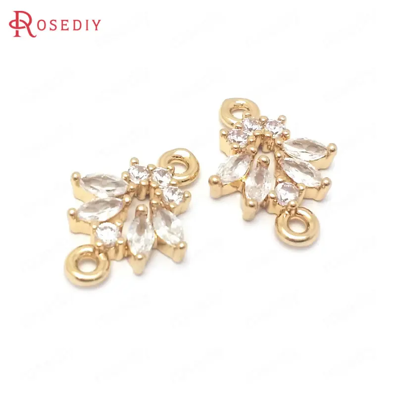 (38511)6PCS 15x11MM 24K Champagne Gold Color Brass and Zircon 2 Holes Flower Connect Charms Pendants Jewelry Making Supplies
(38511)6PCS 15x11MM 24K Champagne Gold Color Brass and Zircon 2 Holes Flower Connect Charms Pendants Jewelry Making Supplies