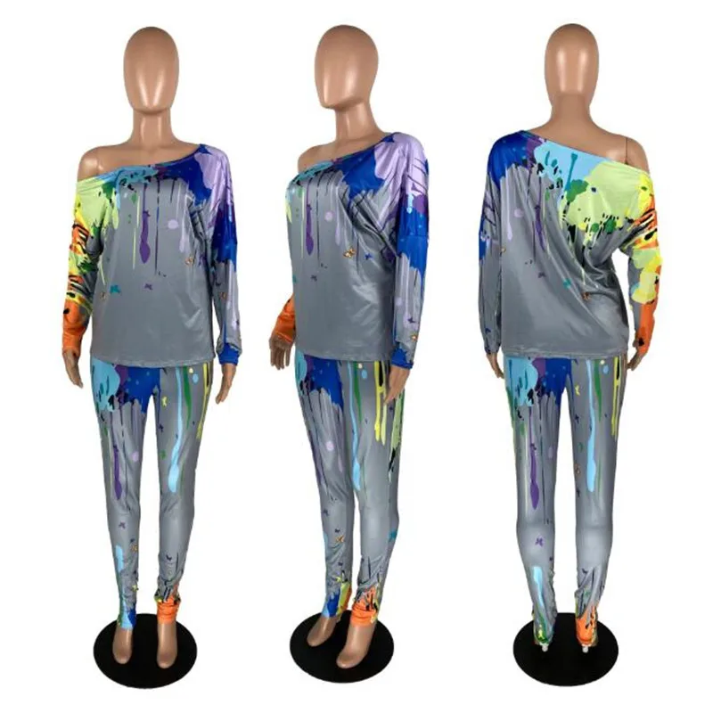 Women 2 Pieces Suit Set Autumn Spring Women's Floral Print Sloping Shoulder Long Sleeve T-Shirt and Trousers Winter Ladies Sets
Women 2 Pieces Suit Set Autumn Spring Women's Floral Print Sloping Shoulder Long Sleeve T-Shirt and Trousers Winter Ladies Sets