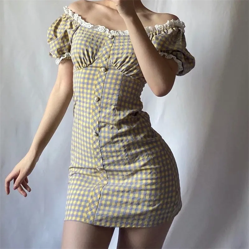 Dress Dresses Fashion Vestidos Female Button-up ZXQJ Lace Lining Vintage Trim Women Puff Sleeves Plaid Mini With Sweet
Dress Dresses Fashion Vestidos Female Button-up ZXQJ Lace Lining Vintage Trim Women Puff Sleeves Plaid Mini With Sweet