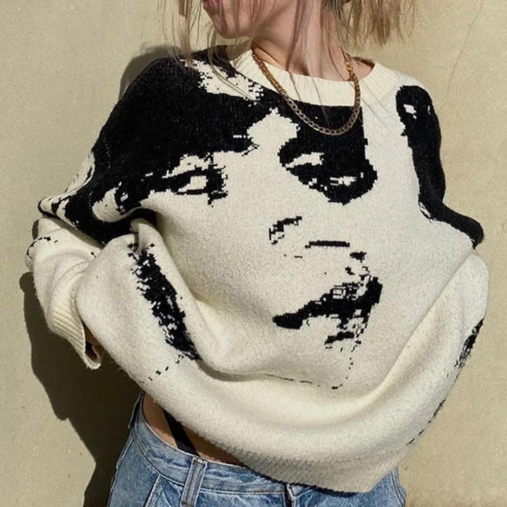 2021 Trend Portrait Printing Color Contrast Round Neck Long Sleeve Sweater Women Fashion High Street New Autumn Winter
2021 Trend Portrait Printing Color Contrast Round Neck Long Sleeve Sweater Women Fashion High Street New Autumn Winter