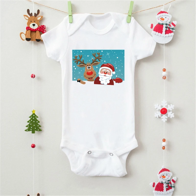 Newborn Cute Cartoon Merry Christmas Santa Elk Graphic Printed Baby Romper Infant Short Sleeve White Onesies Boys Girls Outfits
Newborn Cute Cartoon Merry Christmas Santa Elk Graphic Printed Baby Romper Infant Short Sleeve White Onesies Boys Girls Outfits