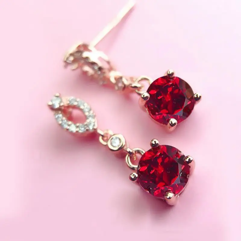 New original ruby rose gold earrings retro light luxury shining noble charm women's brand silver jewelry
New original ruby rose gold earrings retro light luxury shining noble charm women's brand silver jewelry
