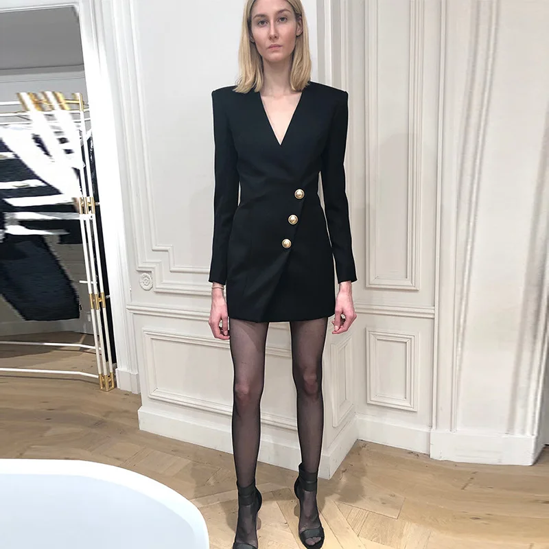 EXCELLENT QUALITY Newest 2022 Designer Women‘s Fashion V-Neck Gold Lion Buttons Office Lady Mini Dress
EXCELLENT QUALITY Newest 2022 Designer Women‘s Fashion V-Neck Gold Lion Buttons Office Lady Mini Dress