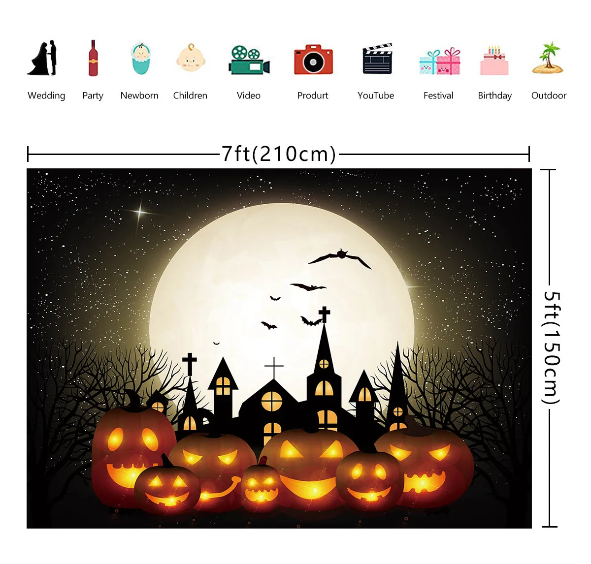 Happy Halloween Pumpkin Lantern Backdrop Full Moon Spooky Night Halloween Party Decor Supplies Photo Background
Happy Halloween Pumpkin Lantern Backdrop Full Moon Spooky Night Halloween Party Decor Supplies Photo Background