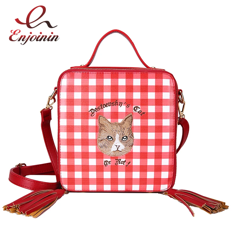 Cute Fashion Plaid Cat Pattern Tassel Box Girl's Handbag Shoulder Bag Purses Crossbody Bag for Women Casual Pu Leather Handbags
Cute Fashion Plaid Cat Pattern Tassel Box Girl's Handbag Shoulder Bag Purses Crossbody Bag for Women Casual Pu Leather Handbags