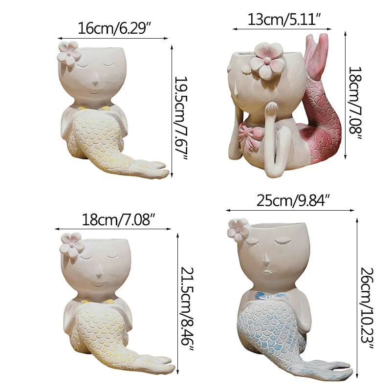 Cartoon Mermaid Flower Pot Resin Crafts Ornaments Horticultural Plant Flowerpot Planter Home Decoration Fairy Garden Furnishings
Cartoon Mermaid Flower Pot Resin Crafts Ornaments Horticultural Plant Flowerpot Planter Home Decoration Fairy Garden Furnishings