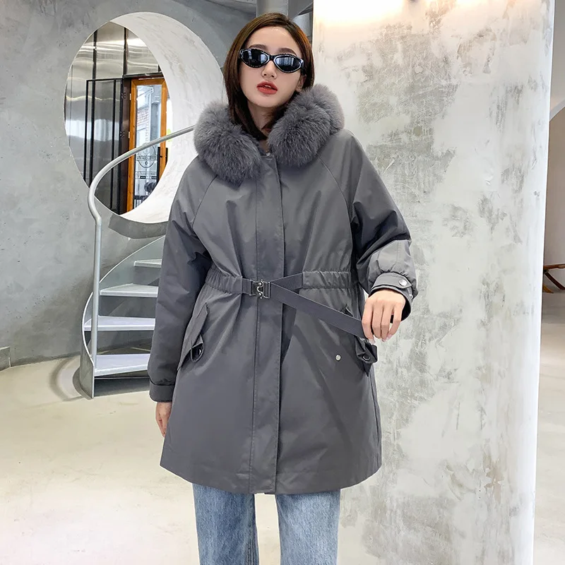 2020 Winter New Fashion Thick 100% Rabbit Fur Lining Parkas Female Real Fox Fur Collar With Belt Long Fur Coat Women Outerwear
2020 Winter New Fashion Thick 100% Rabbit Fur Lining Parkas Female Real Fox Fur Collar With Belt Long Fur Coat Women Outerwear