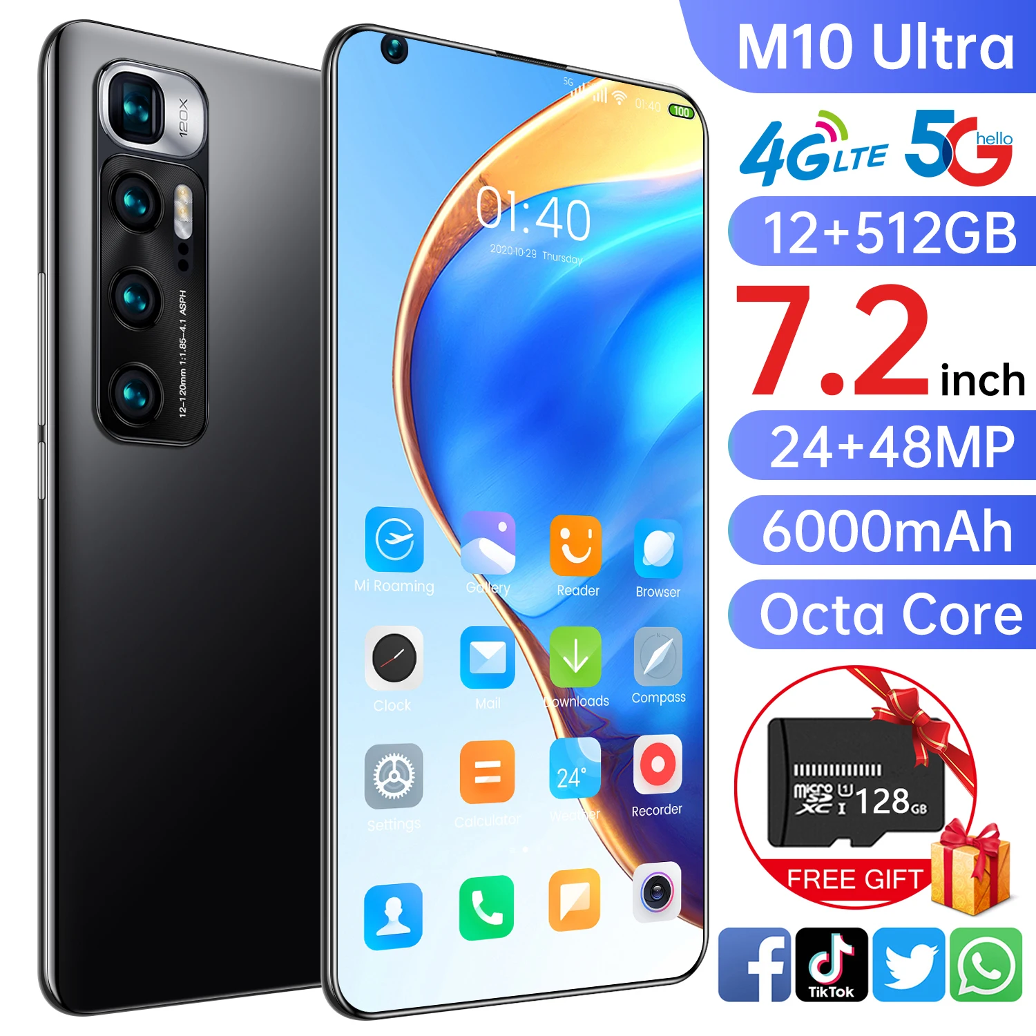 

M10 Ultra смартфон с 5,5-дюймовым дисплеем, восьмиядерным процессором MTK6889, ОЗУ 8 Гб, ПЗУ 6,8 ГБ, 24 Мп, 512 мАч