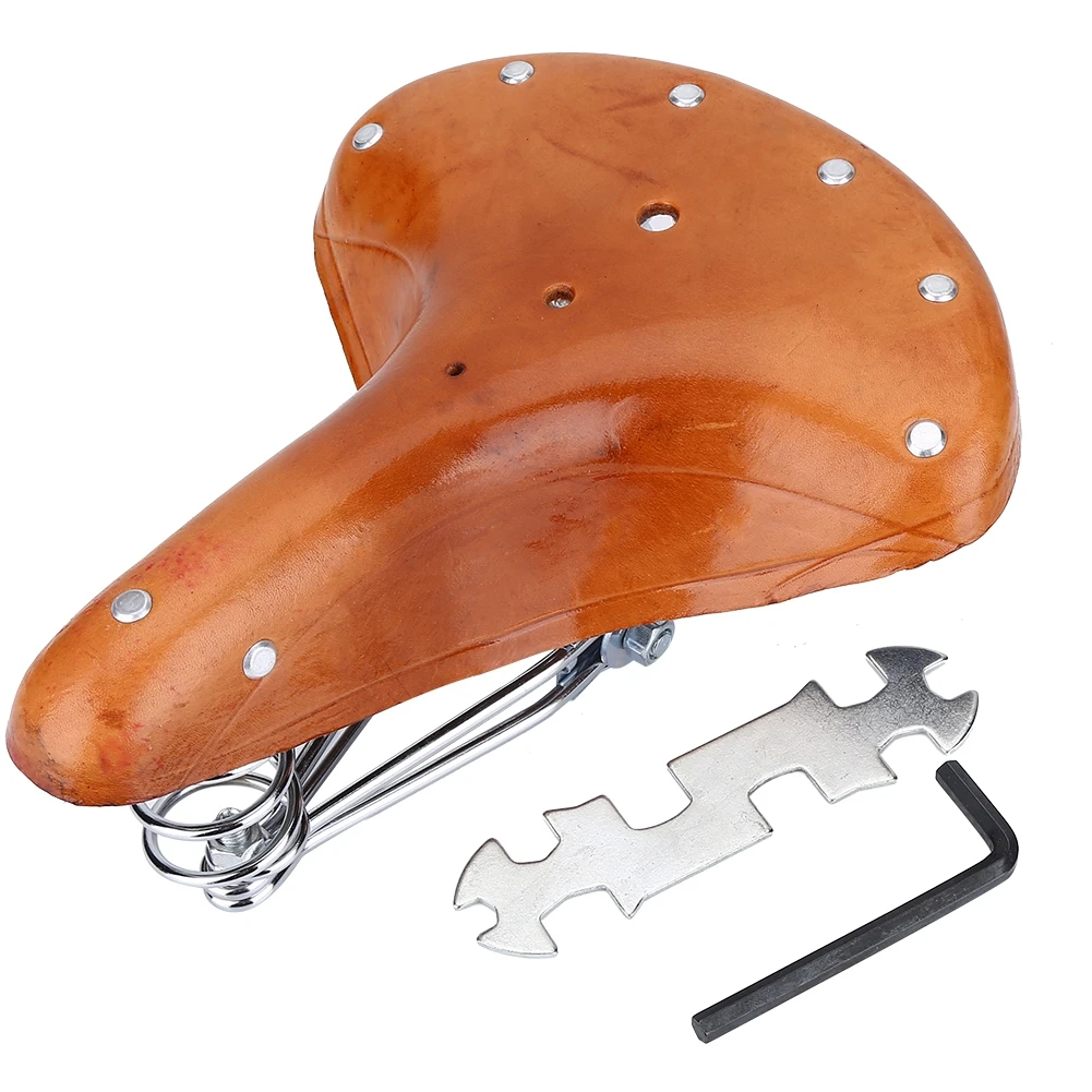 Universal Comfortable Rivets Cowhide Mountain Bike Seat Durable Springs Bicycle Saddle
Universal Comfortable Rivets Cowhide Mountain Bike Seat Durable Springs Bicycle Saddle