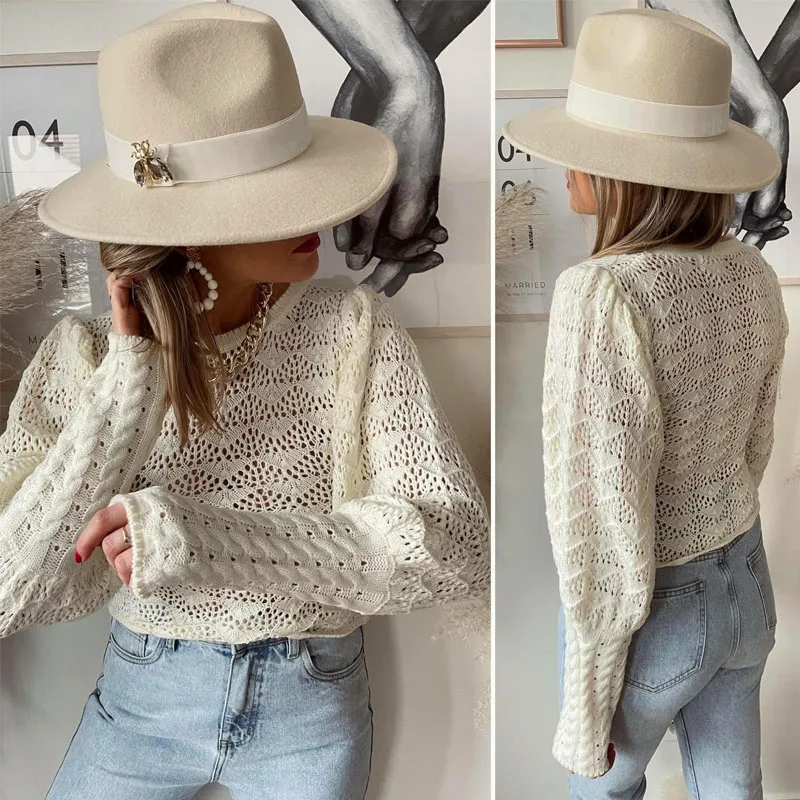 Lady Casual Hollow Out Sexy Tops Jumper Winter Autumn Lantern Sleeve Sweater Pullover Women Elegant O Neck Solid Knitted Sweater
Lady Casual Hollow Out Sexy Tops Jumper Winter Autumn Lantern Sleeve Sweater Pullover Women Elegant O Neck Solid Knitted Sweater