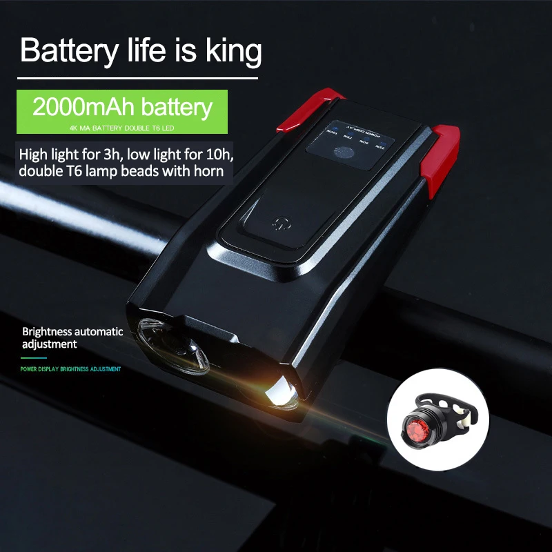 4000mAh Induction Bicycle Front Light Set USB Rechargeable Smart Headlight With Horn 800 Lumen LED Bike Lamp Cycling FlashLight
4000mAh Induction Bicycle Front Light Set USB Rechargeable Smart Headlight With Horn 800 Lumen LED Bike Lamp Cycling FlashLight