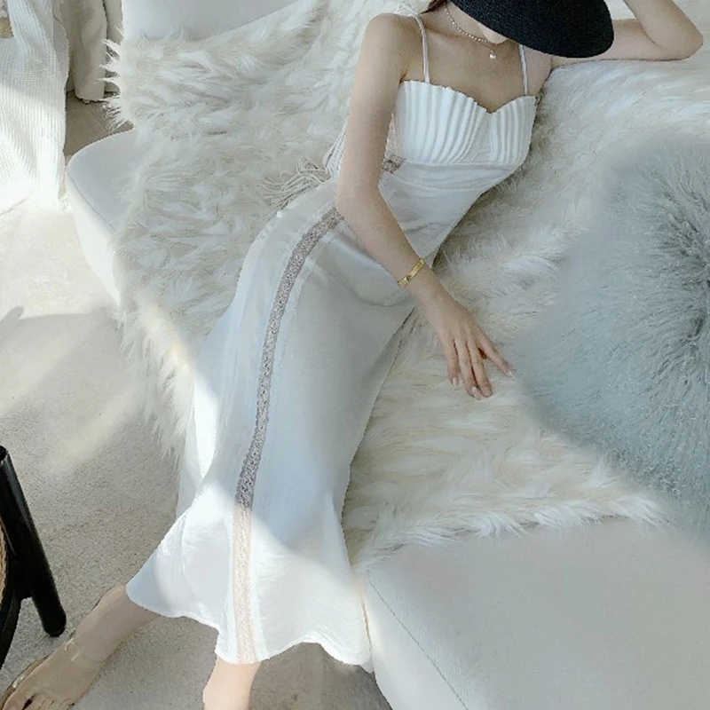 Sexiest Strap Sleeveless Backless Satin Dress Loose Dresses Spring Summer New Basic Solid Women's Clothing MAEA99
Sexiest Strap Sleeveless Backless Satin Dress Loose Dresses Spring Summer New Basic Solid Women's Clothing MAEA99