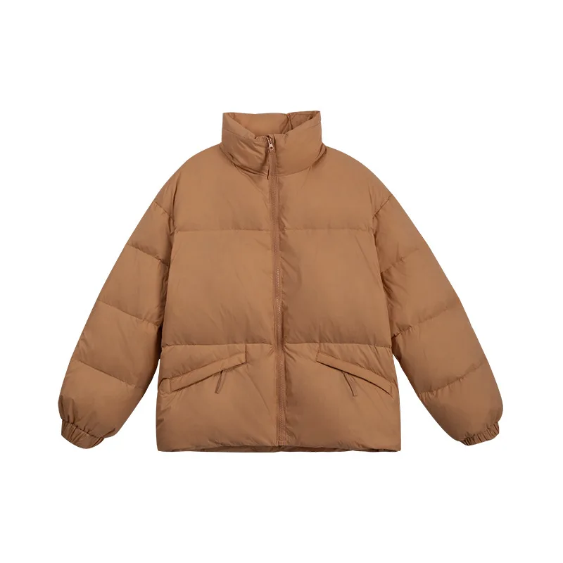 Winter 2021 new style candy color down jacket women short simple loose stand-up collar white duck down jacket 
Winter 2021 new style candy color down jacket women short simple loose stand-up collar white duck down jacket