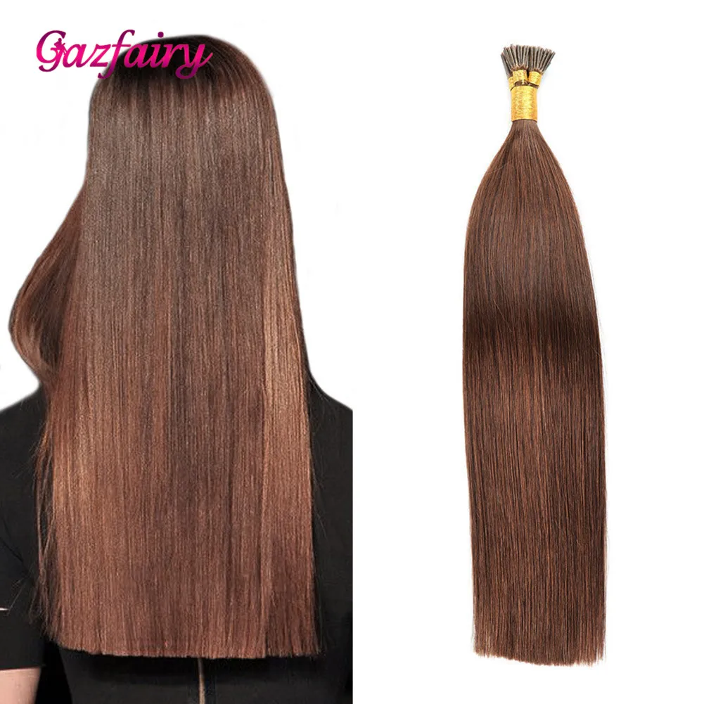 Gazfairy I Tip Hair Remy человеческие волосы Предварительно Связанные для наращивания